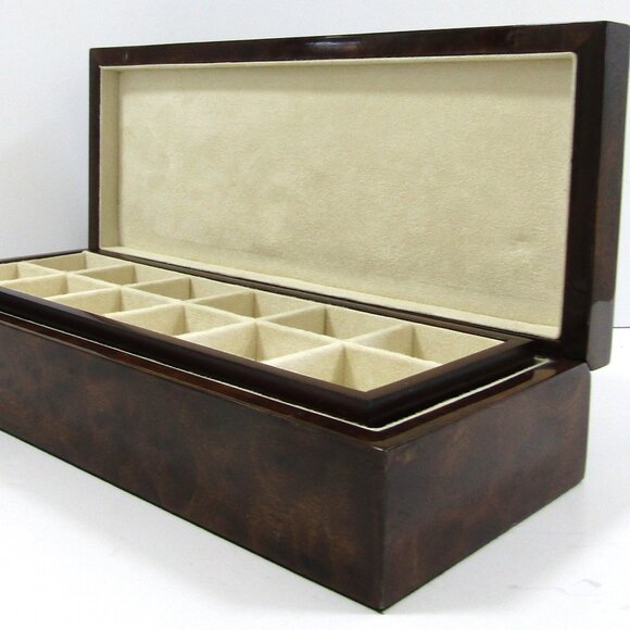 Hillwood of London High Gloss Wood 24 Slot Cufflink Box